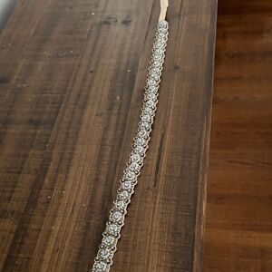 Altar'd State Crystal Embellished Belt - Silver, light tan, Cream